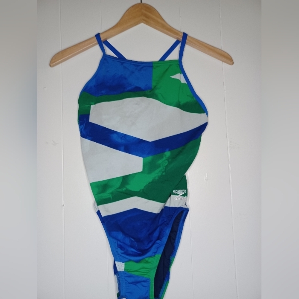 Speedo Women's One Piece Swimsuit - Blue and Green